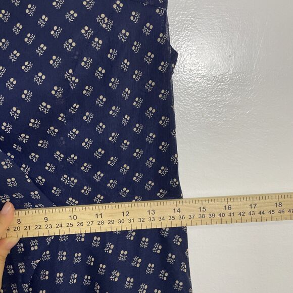 Worthington Navy Blue Polka Dot Ruffle VNeck Dress Size 6P Vintage inspired Midi - Picture 10 of 12